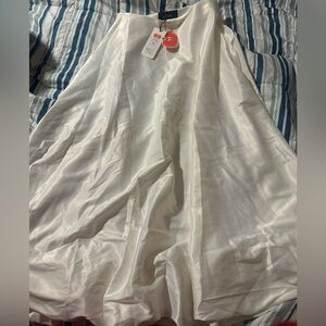 Cider XS White Satin Midi Skirt